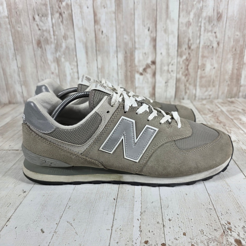 New Balance 574 Core Grey White Silver Wide 2E Sneakers ML574EGG Mens 12